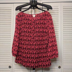 Merona sz:L Bright Orange & Maroon Henley Blouse